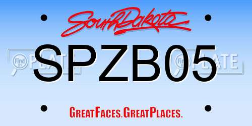 SPZB05 South Dakota License Plate