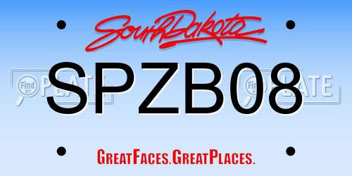 SPZB08 South Dakota License Plate