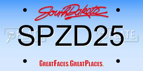 SPZD25 South Dakota License Plate