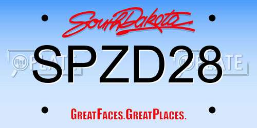 SPZD28 South Dakota License Plate