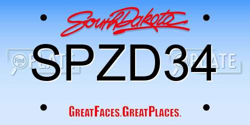 SPZD34 South Dakota License Plate