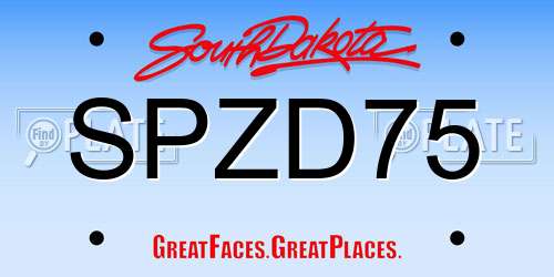 SPZD75 South Dakota License Plate