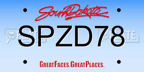 SPZD78 South Dakota License Plate