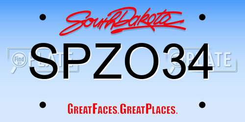 SPZO34 South Dakota License Plate