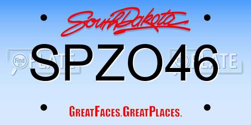 SPZO46 South Dakota License Plate
