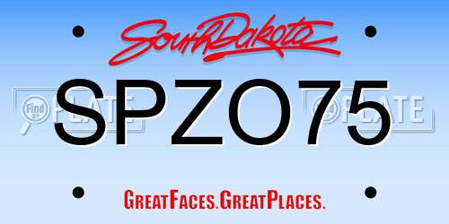 SPZO75 South Dakota License Plate