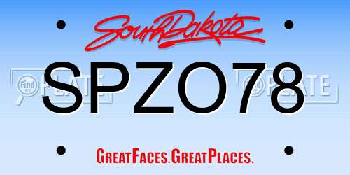 SPZO78 South Dakota License Plate