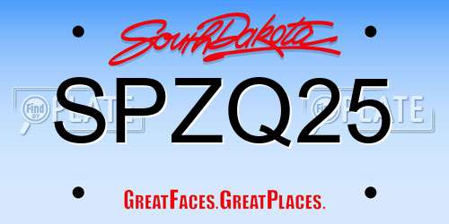 SPZQ25 South Dakota License Plate