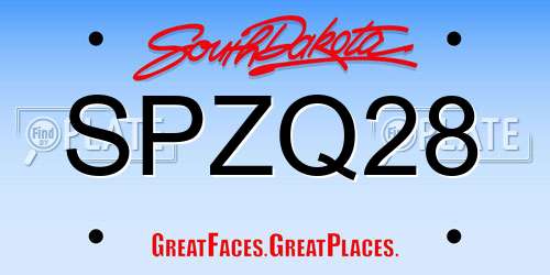SPZQ28 South Dakota License Plate