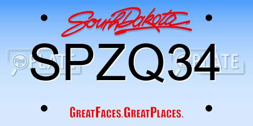 SPZQ34 South Dakota License Plate