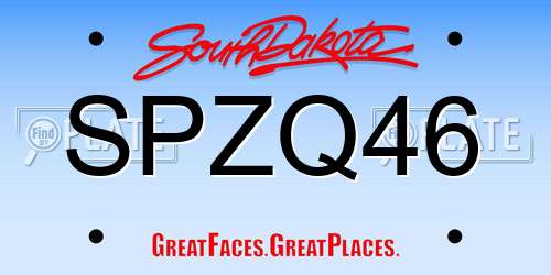 SPZQ46 South Dakota License Plate