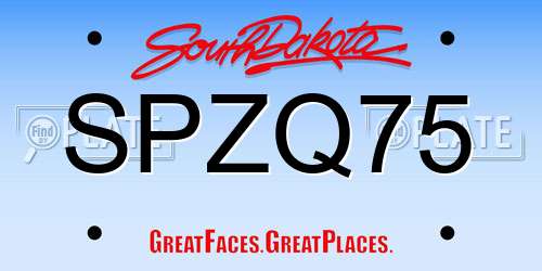 SPZQ75 South Dakota License Plate