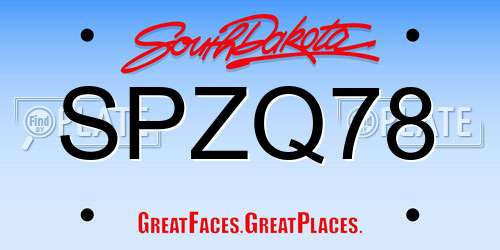 SPZQ78 South Dakota License Plate