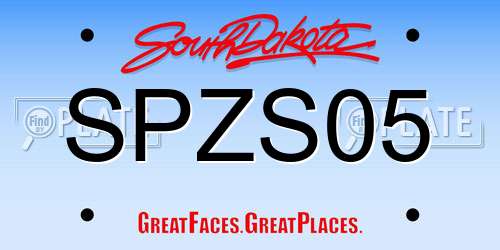 SPZS05 South Dakota License Plate