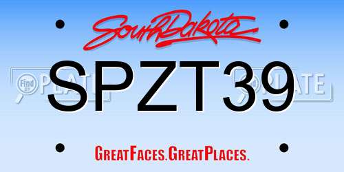 SPZT39 South Dakota License Plate