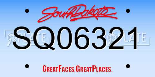 SQ06321 South Dakota License Plate