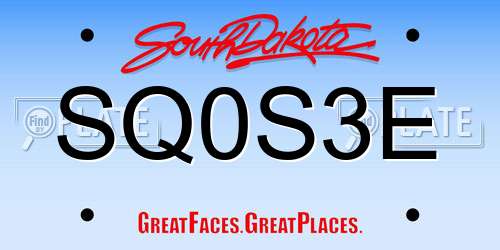SQ0S3E South Dakota License Plate