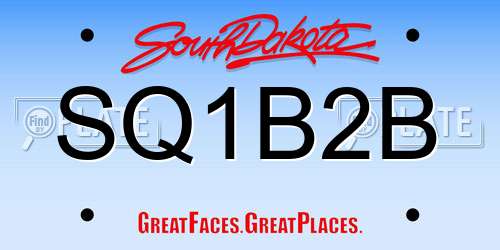 SQ1B2B South Dakota License Plate