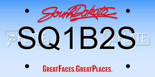 SQ1B2S South Dakota License Plate