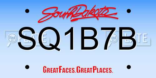 SQ1B7B South Dakota License Plate