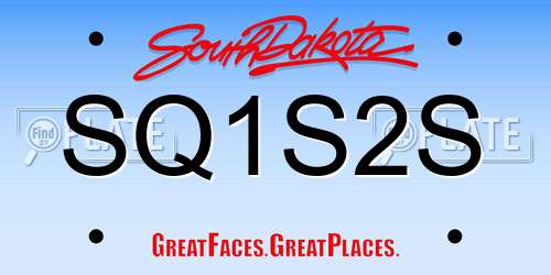 SQ1S2S South Dakota License Plate