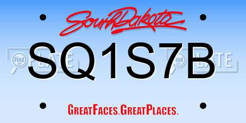SQ1S7B South Dakota License Plate