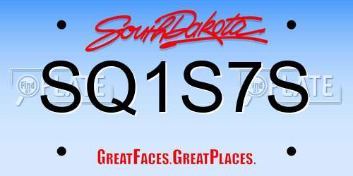 SQ1S7S South Dakota License Plate