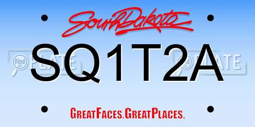 SQ1T2A South Dakota License Plate