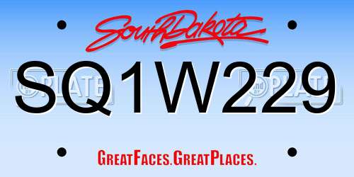 SQ1W229 South Dakota License Plate