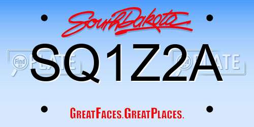SQ1Z2A South Dakota License Plate