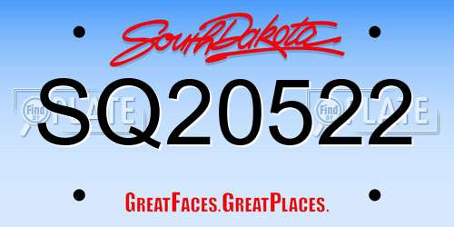 SQ20522 South Dakota License Plate