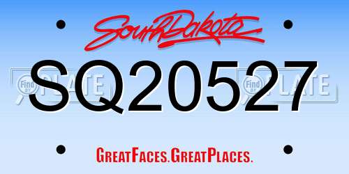 SQ20527 South Dakota License Plate