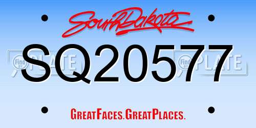 SQ20577 South Dakota License Plate