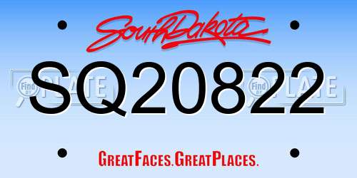 SQ20822 South Dakota License Plate