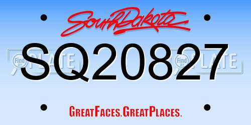SQ20827 South Dakota License Plate