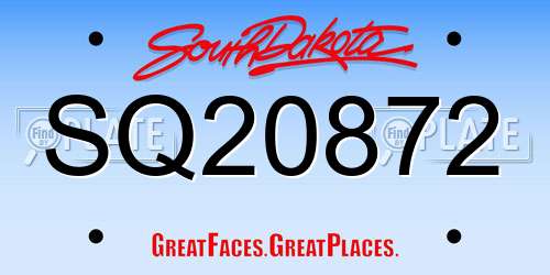 SQ20872 South Dakota License Plate
