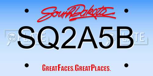SQ2A5B South Dakota License Plate