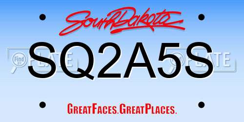 SQ2A5S South Dakota License Plate
