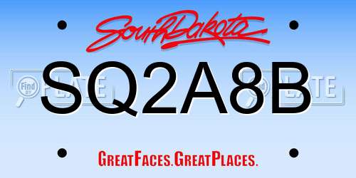 SQ2A8B South Dakota License Plate
