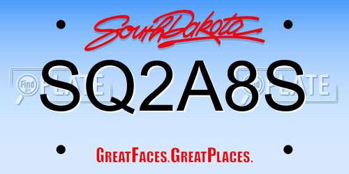SQ2A8S South Dakota License Plate