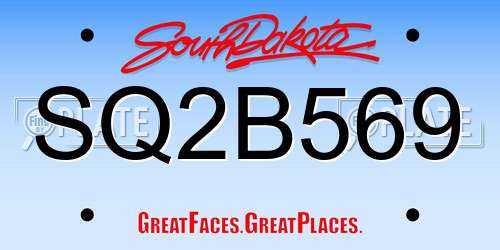 SQ2B569 South Dakota License Plate