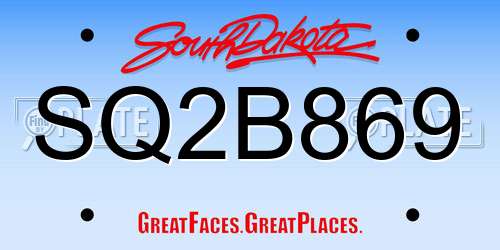 SQ2B869 South Dakota License Plate