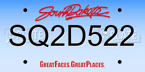 SQ2D522 South Dakota License Plate
