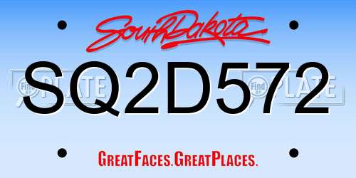 SQ2D572 South Dakota License Plate