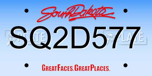 SQ2D577 South Dakota License Plate