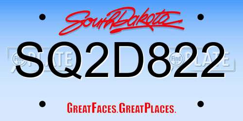 SQ2D822 South Dakota License Plate