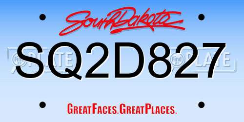 SQ2D827 South Dakota License Plate