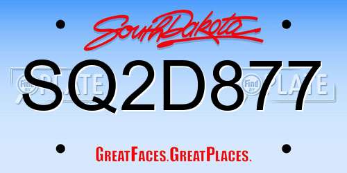 SQ2D877 South Dakota License Plate