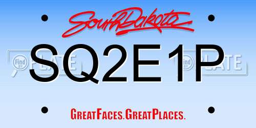 SQ2E1P South Dakota License Plate