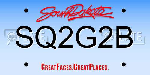SQ2G2B South Dakota License Plate